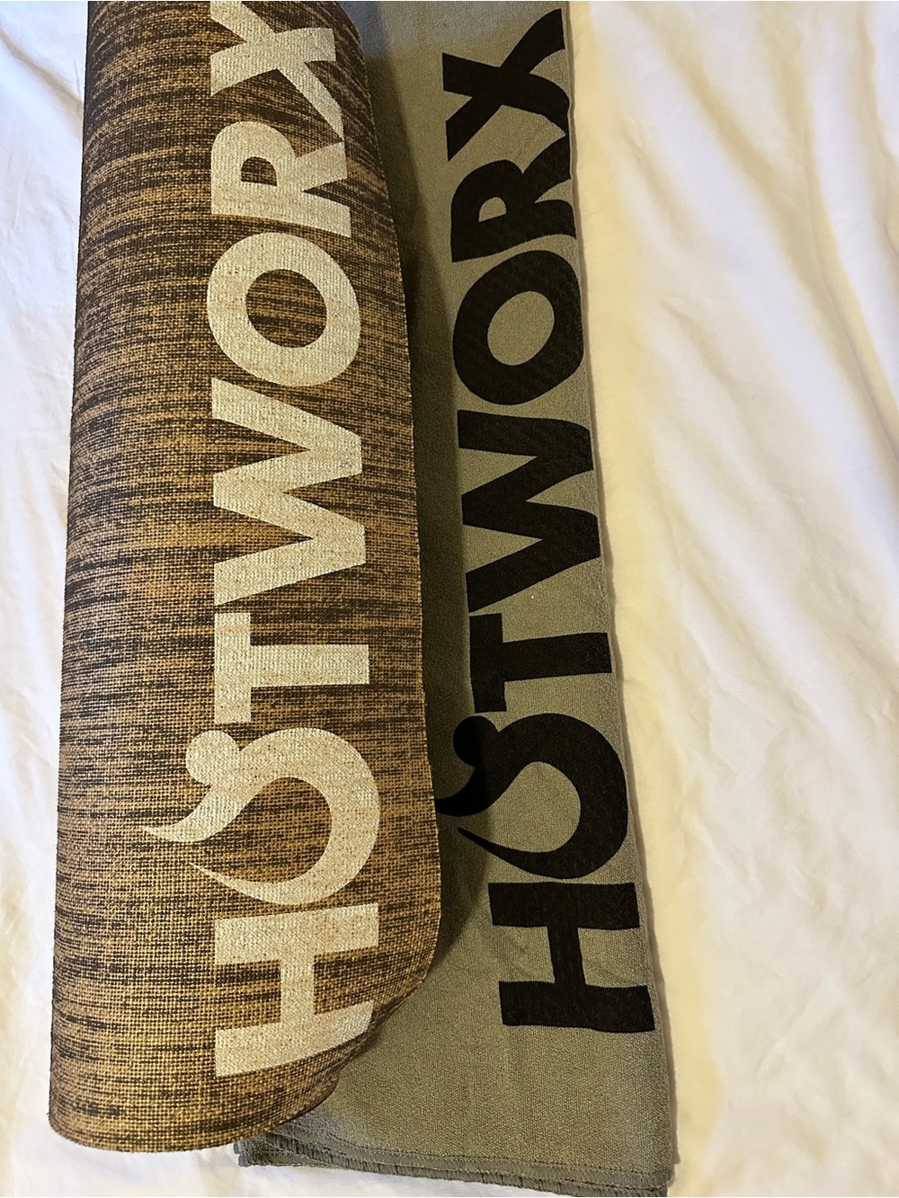 HOTWORX Yoga Mat and Towel (Two-Tone Brown & Olive)